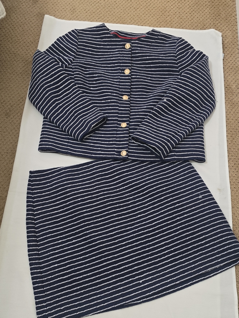 J. Crew Navy and White Striped Blazer & Skirt Set 18